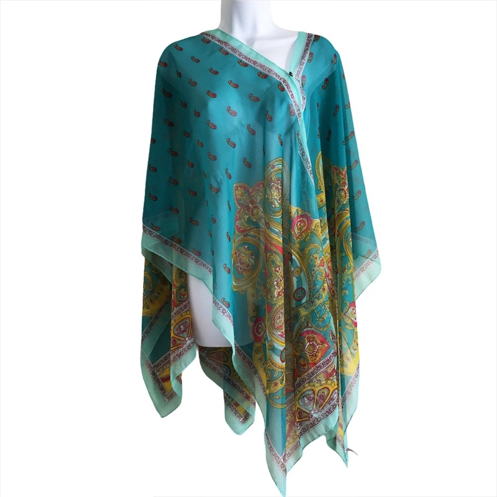 SAXX Semi Sheer Paisley Buttoned Scarf Cov…